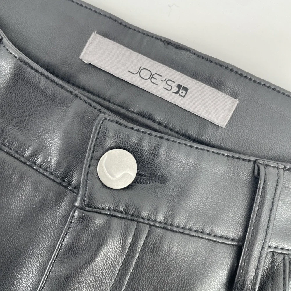 Joe's Jeans Vegan Leather‎ Pants Jeans Women's 26 Black Straight Leg Mid Rise